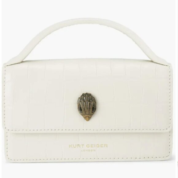 Kurt Geiger Extrasmall Bond Croc Embossed Leather Top Handle Bag NWT - Picture 1 of 4